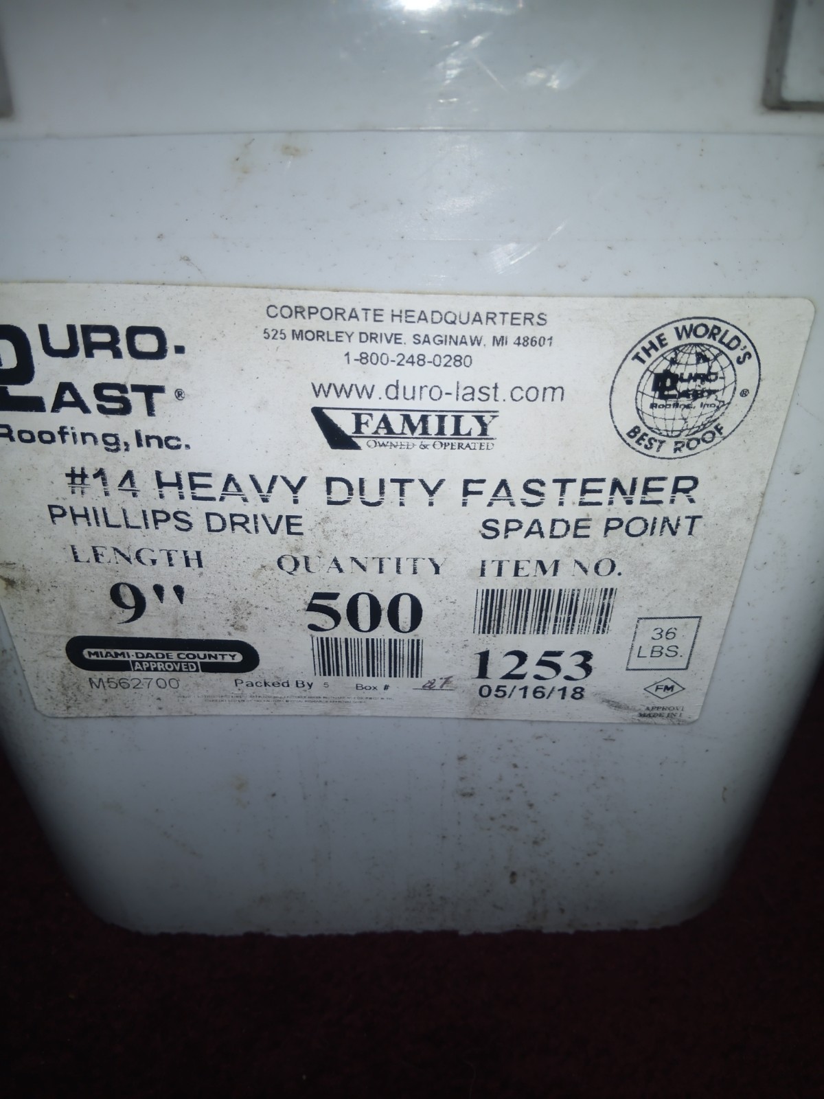duro Last 9 inch fasteners quantity 500