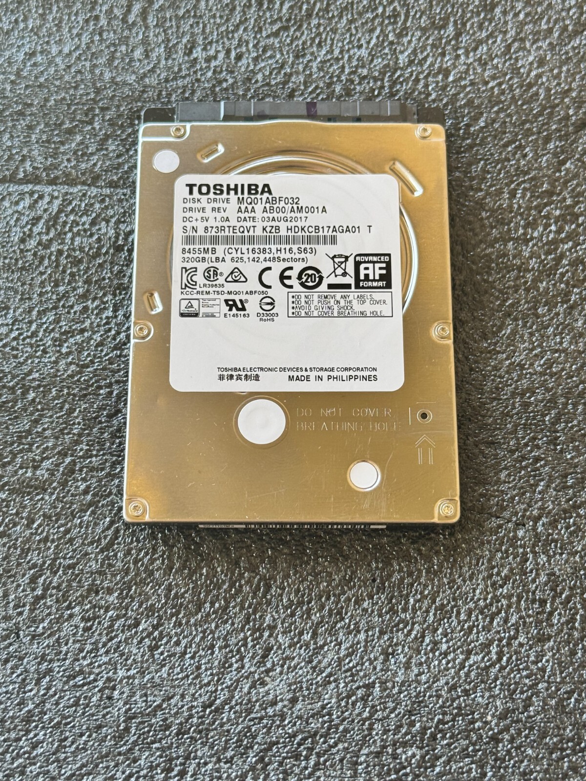 Genuine Ricoh 320GB 2.5 Hard Drive HDD W. Firmware MP C4503 C5503 C6003 D1425765