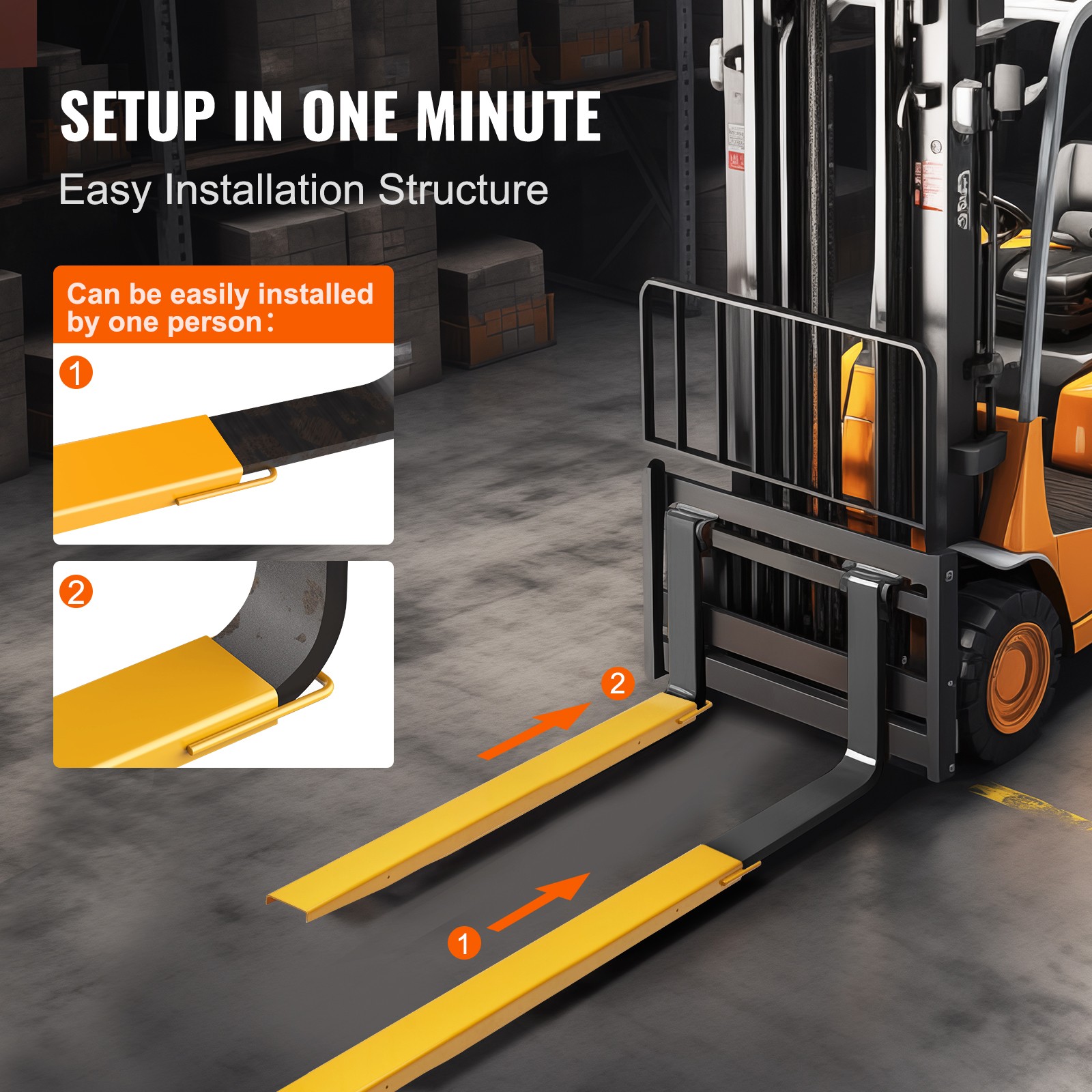 VEVOR Pallet Fork Extensions Forklift Extensions 72″ x 4.5″ Heavy Duty Steel