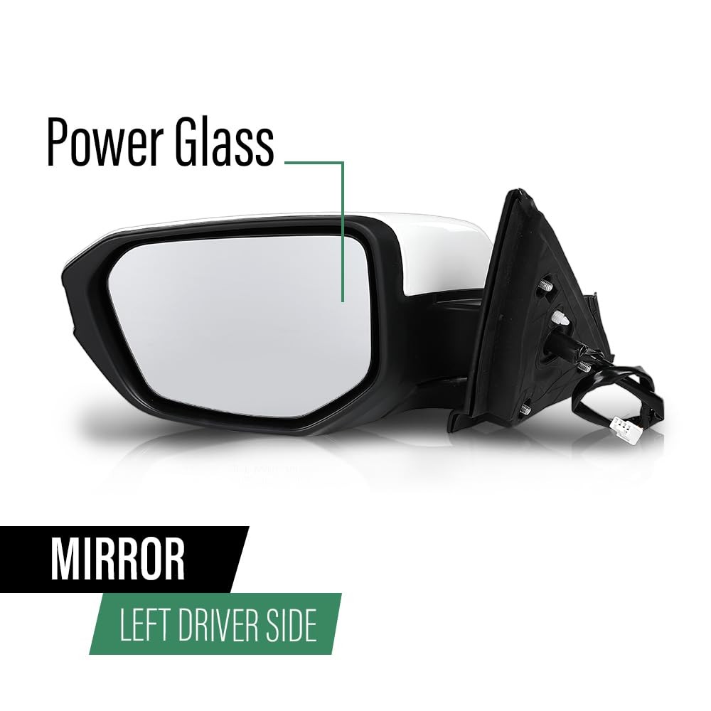 Left Power Mirror Manual Folding 3-Pin Honda Civic 2016-2021 White HO1320283