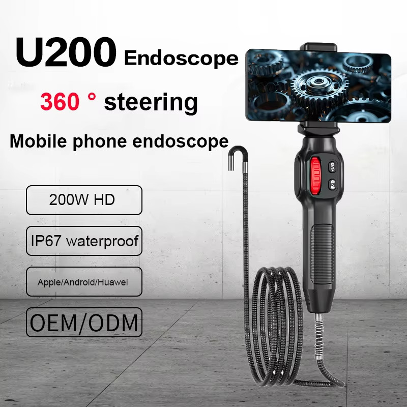 3.3ft Semi Rigid Endoscope 2-Way 180° Inspection Camera Articulating Borescope