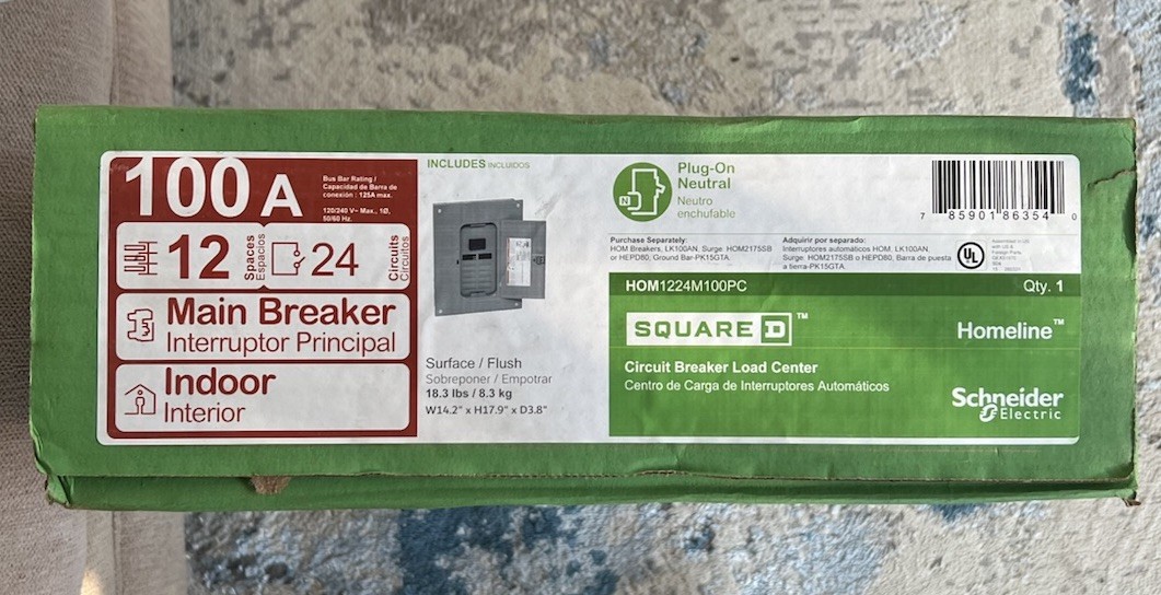 Schneider Electric HOM1224M100PC Main Breaker – Grey