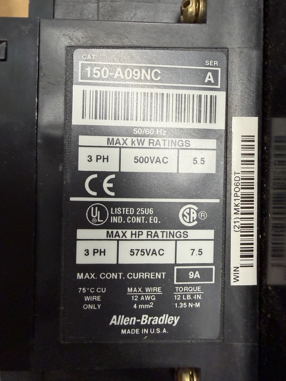 Allen-Bradley 150-A09NC SMC-2 Soft Starter Motor Controller 7.5HP 600V