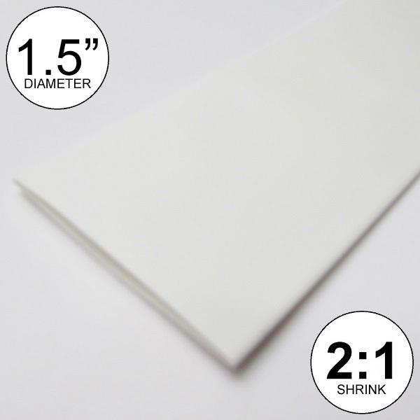 1.5″ ID White Heat Shrink Tube 2:1 ratio (8 inches) polyolefin foot/ft/to 40mm