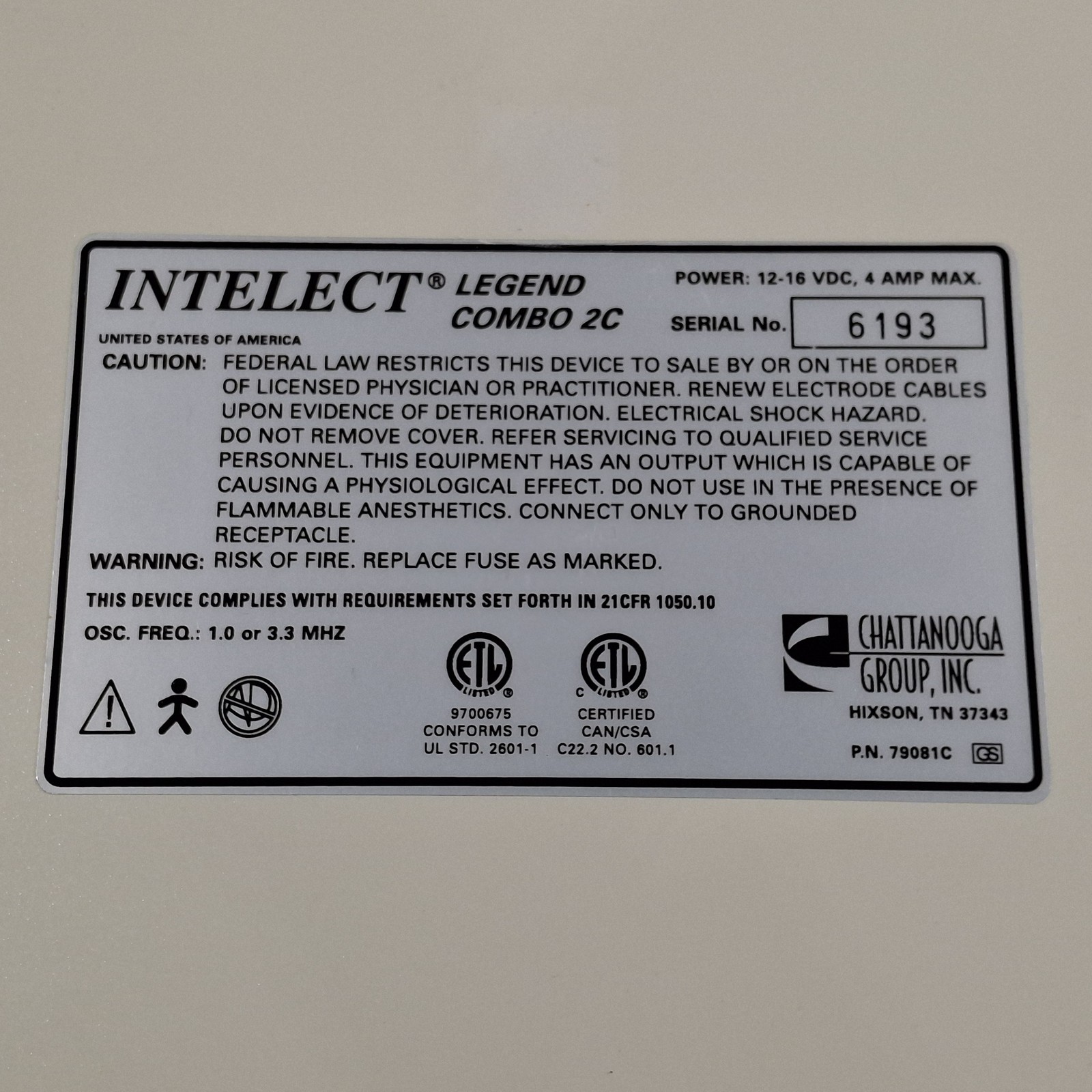 Chattanooga Group Intelect Legend Combo 2C Legend Combo