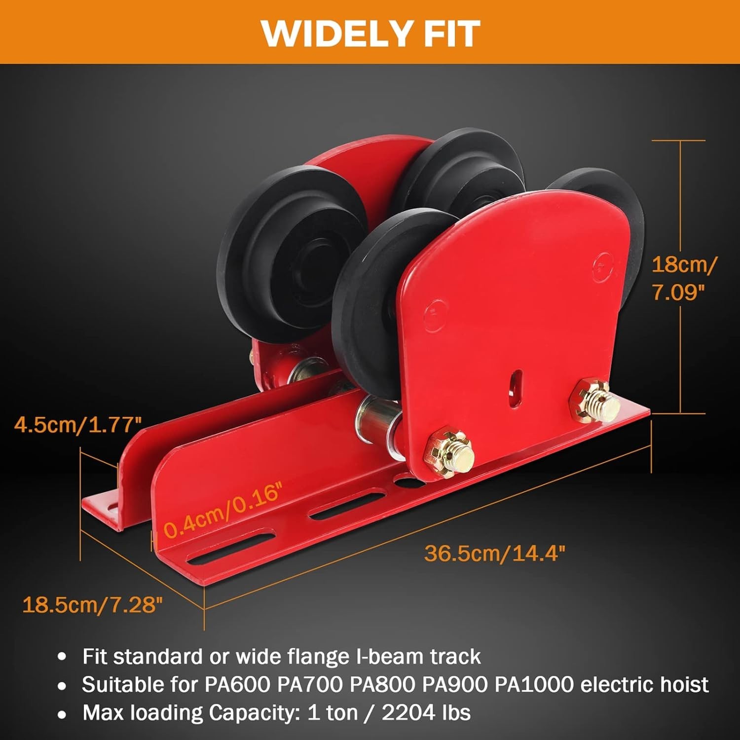 Electric Hoist Manual Trolley for 1.96-6.69 in I-Beam 1 Ton 2204 LBS for PA600 P