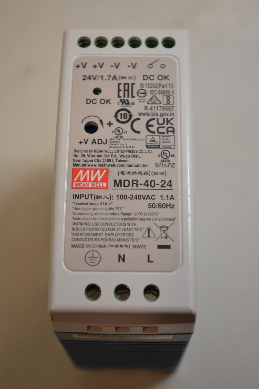 Meanwell MDR-40-24 100-240VAC 1.1A 50/60Hz