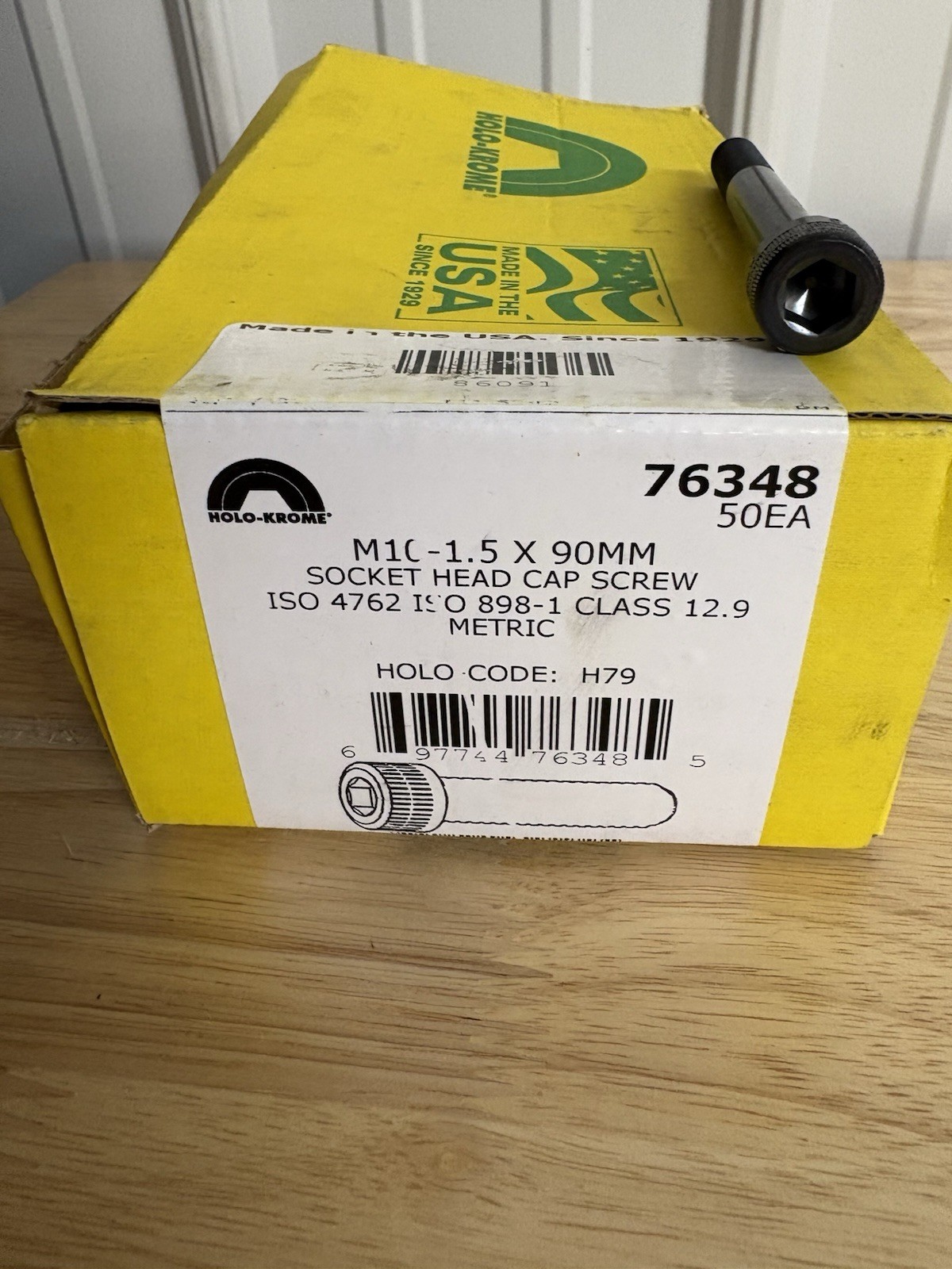 HOLO-KROME SOCKET HEAD CAP SCREW M10-1.5 X 90MM CLASS 12.9, 76348 **BOX OF 50**