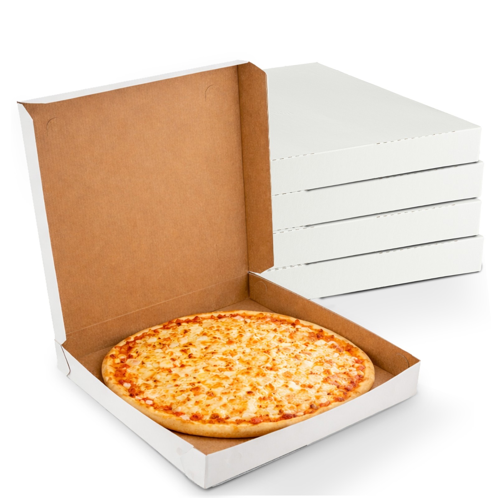 MT Products 16″ x 16″ x 1.9″ Extra Thin White Paperboard Pizza Boxes, Pack of 10