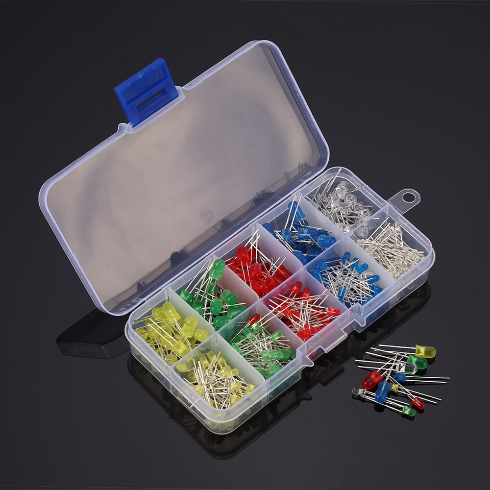 300pcs 3mm 5mm Assorted Color 2-pin Diffused LED Light Emitting Diodes Set ERYZ