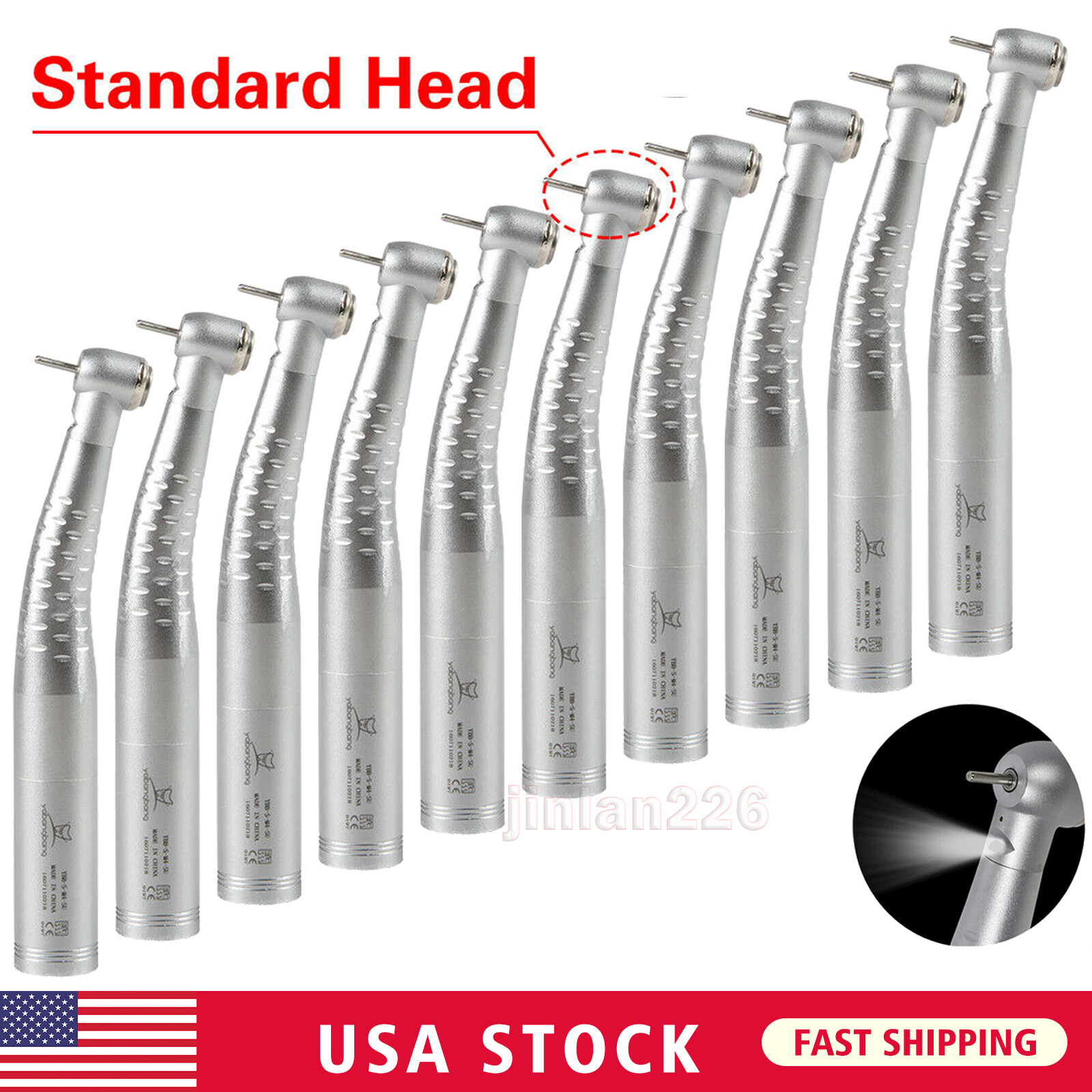 Dental Fiber Optic LED Handpiece Fast High Speed /LED Coupler 4/6Hole Fit KAVO