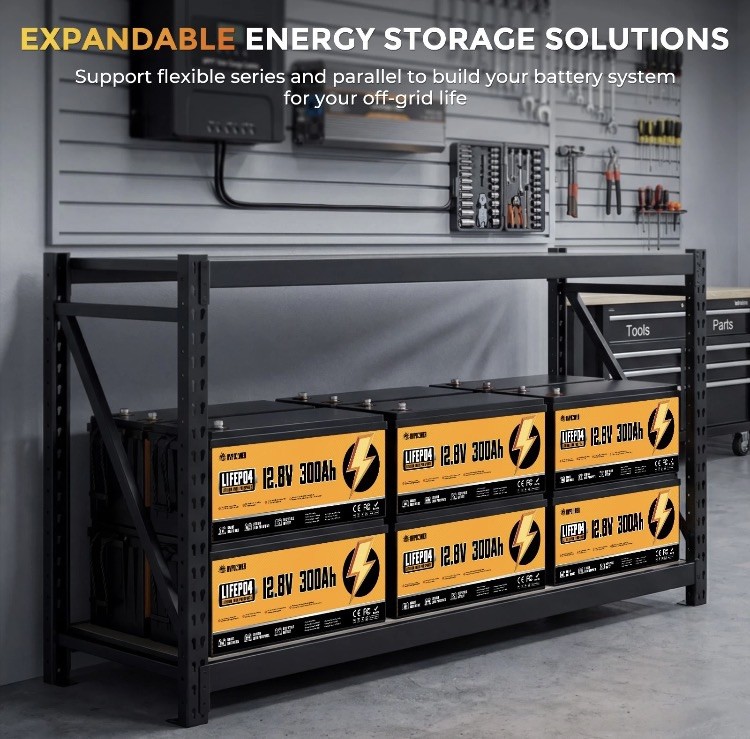 12V 300Ah LiFePO4 Lithium Battery 200A BMS 3840Wh for RV Off-Grid Solar System