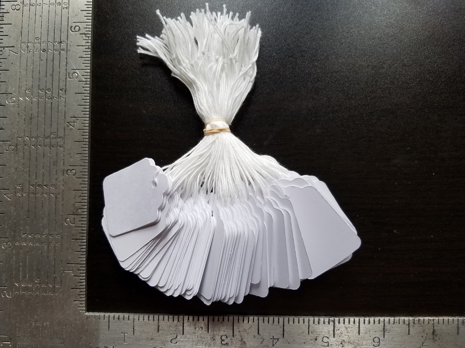 1000 Blank White Merchandise Price Tags with Strings Size #6 Retail Strung Label