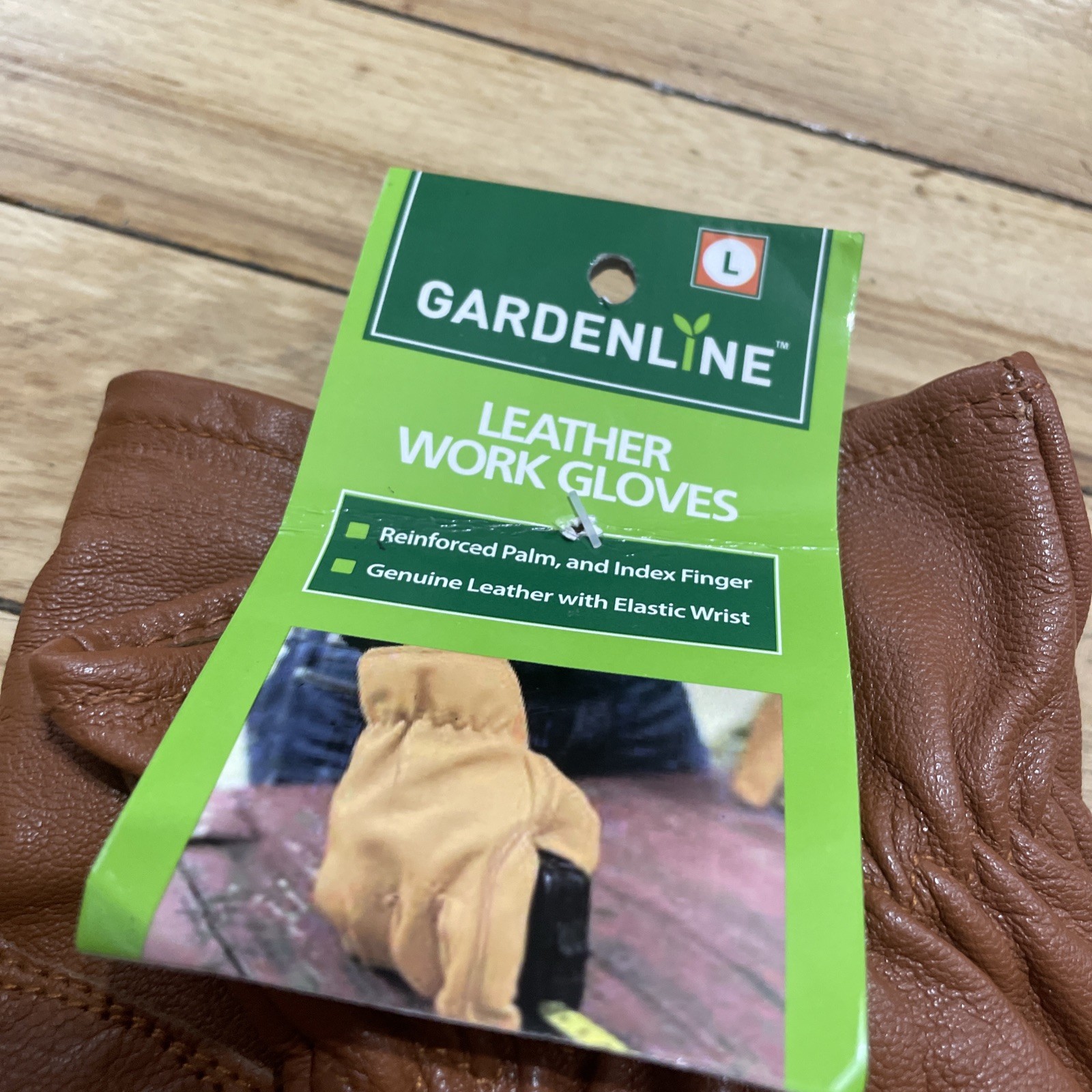 Gardenline New Leather Work Gloves Adult Large Brown Garden Hike Ride Western