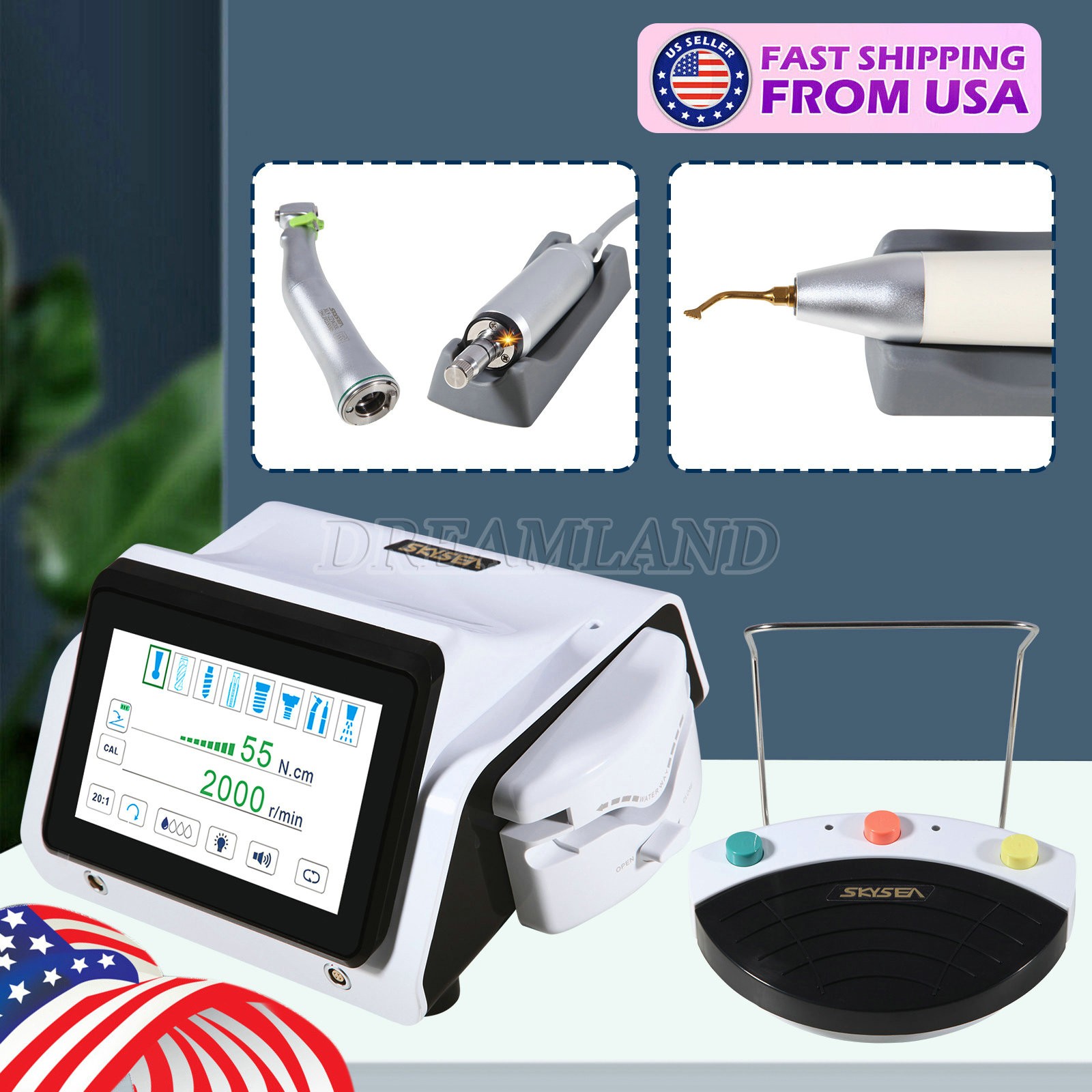 Dental Wireless LED Curing Light 1 Second Cure Lamp 4 Modes US