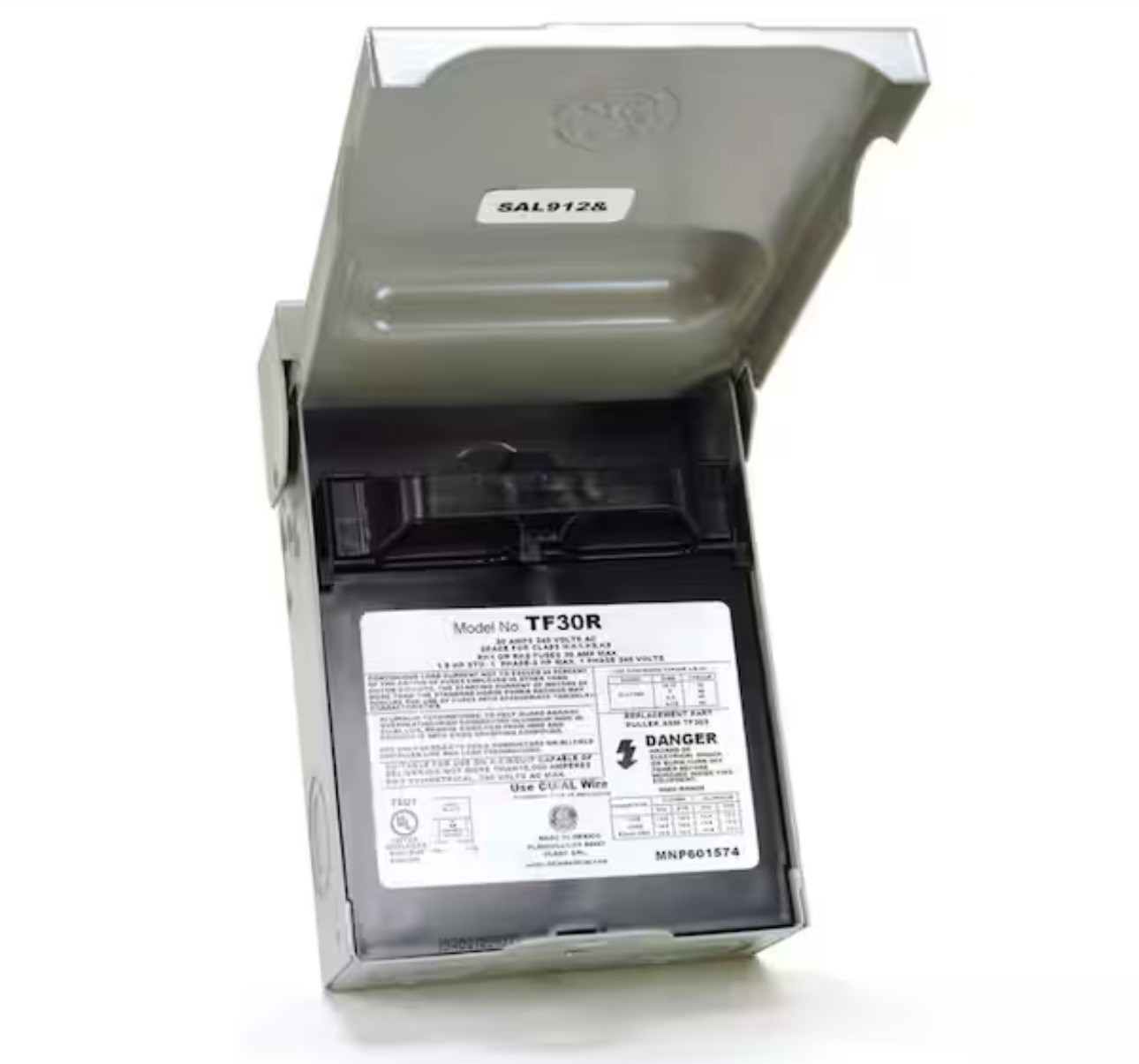GE 30-Amp 120/240-Volt Fused AC Disconnect Gray TF30RCP OPEN BOX