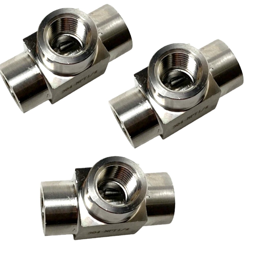 3Pcs 1/4″ Tee T 3 way Female 304 SS Threaded Connector Pipe Fitting NPT USA