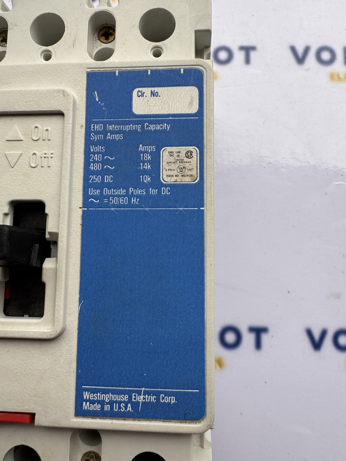 EATON EHD3015 15A 480V 14kA 3P CIRCUIT BREAKER – 6mo Warranty