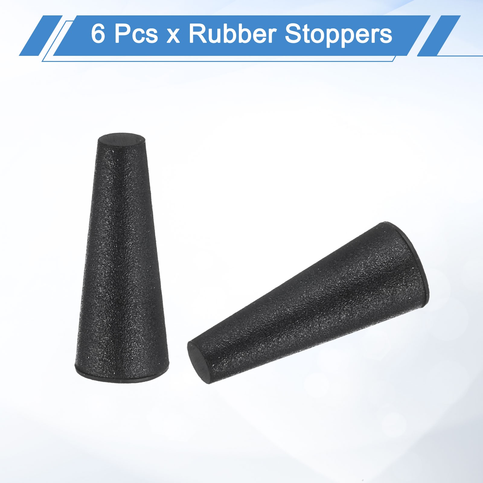 6Pcs Rubber Stoppers 4mm to 8mm 20mm Solid Tapered Lab Rubber Plugs
