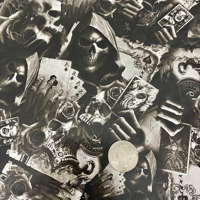 Hydrographic film Hustler’s Hands hydro dipping 7′ x 20″ hydro dip dipping Skull
