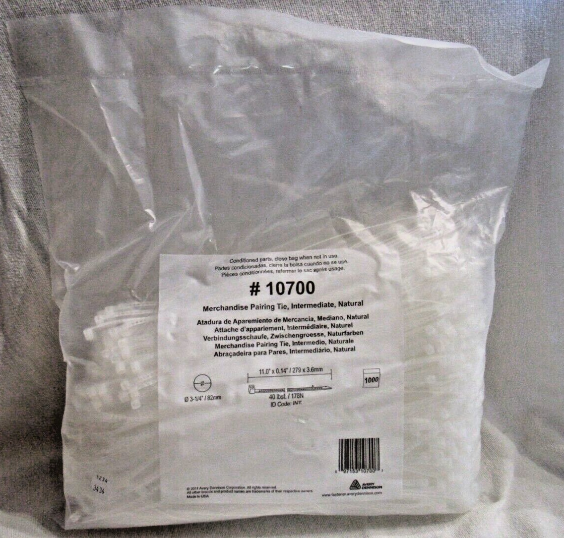 Pack of 1000 Merchandise Pairing Tie Avery Dennison Cable Ties 11″ 10700