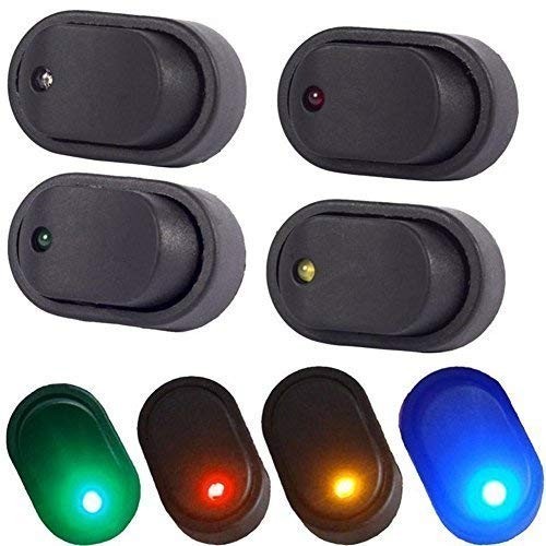 Colorful 12V 30A Rocker Switch with Waterproof LED for Auto & Marine – Pack of 4