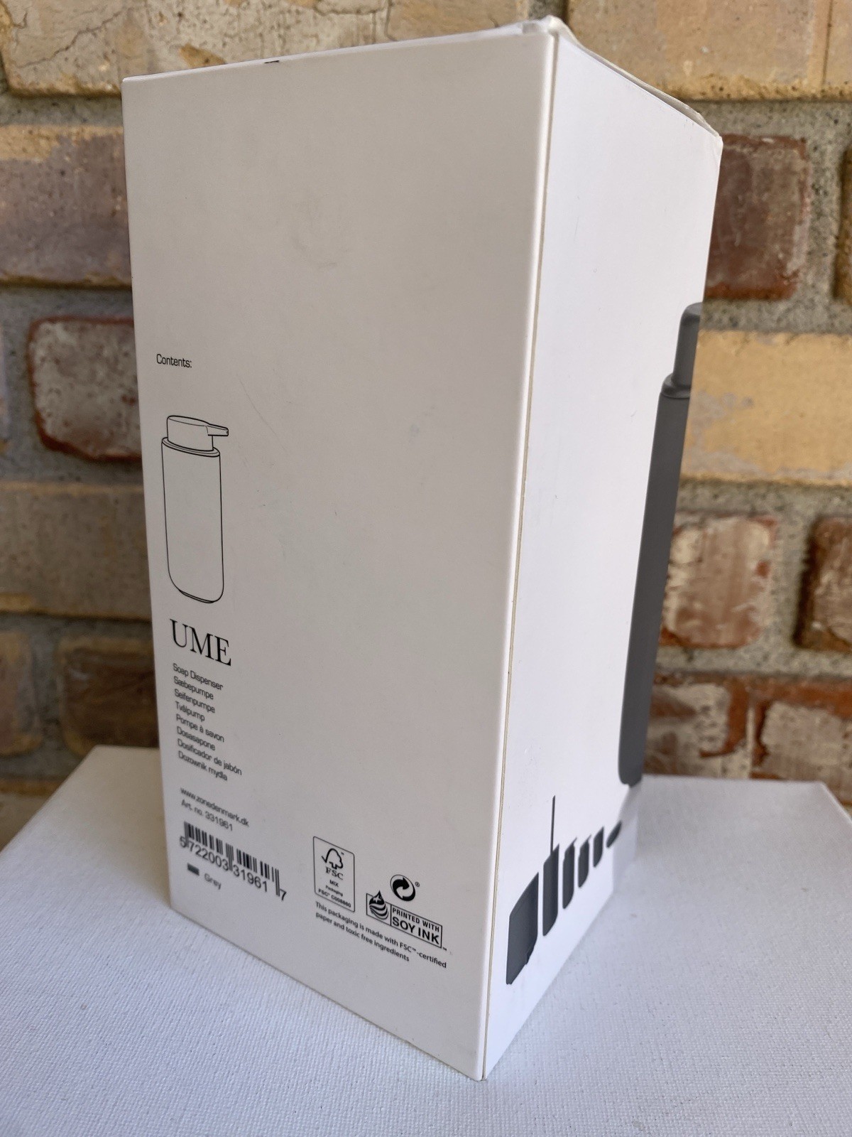 ZONE Denmark UME Soap Dispenser Grey Soft in Box NEW