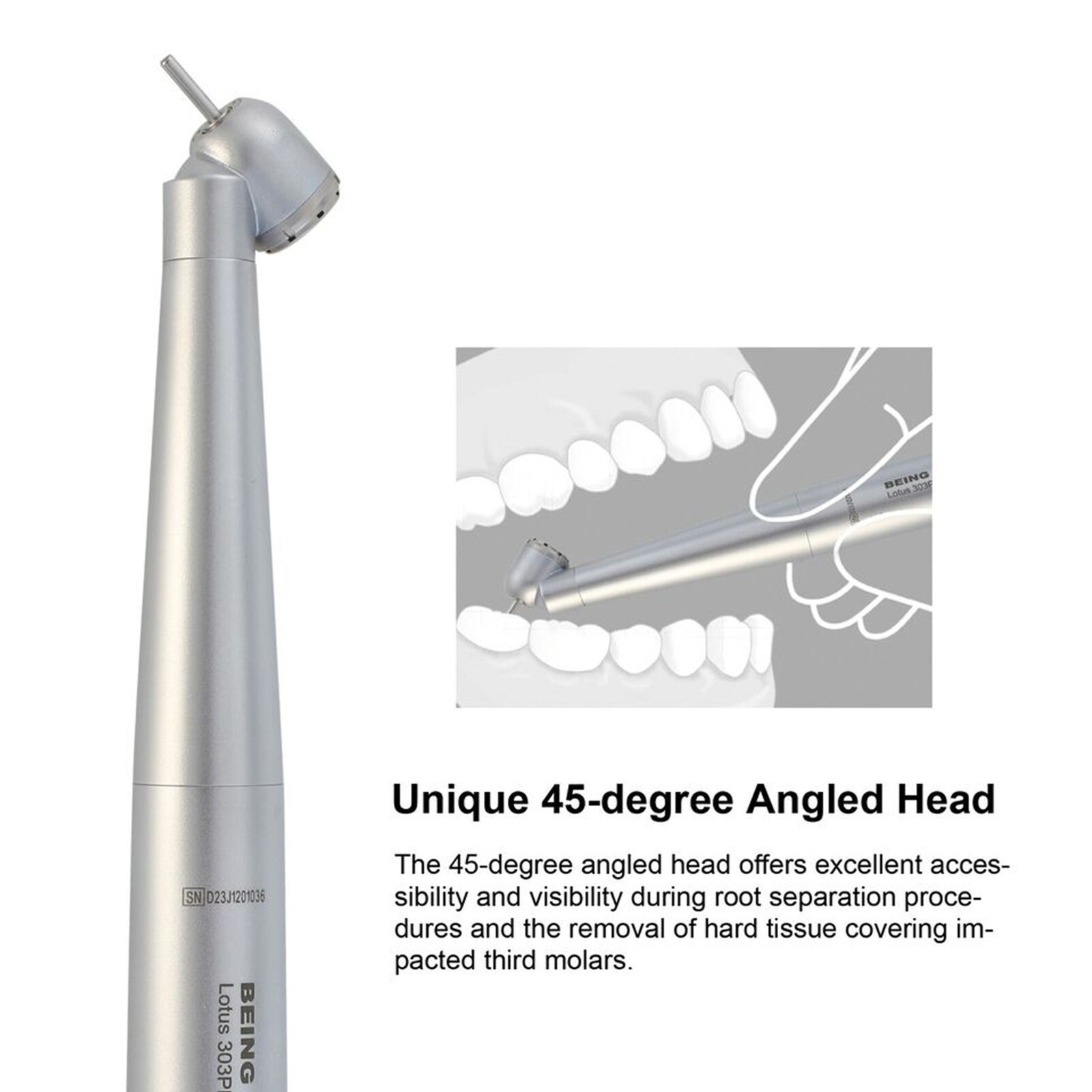 BEING Dental 45 Degree Surgical Handpiece Fiber Optic KaVo NSK Coupler 4 Hole