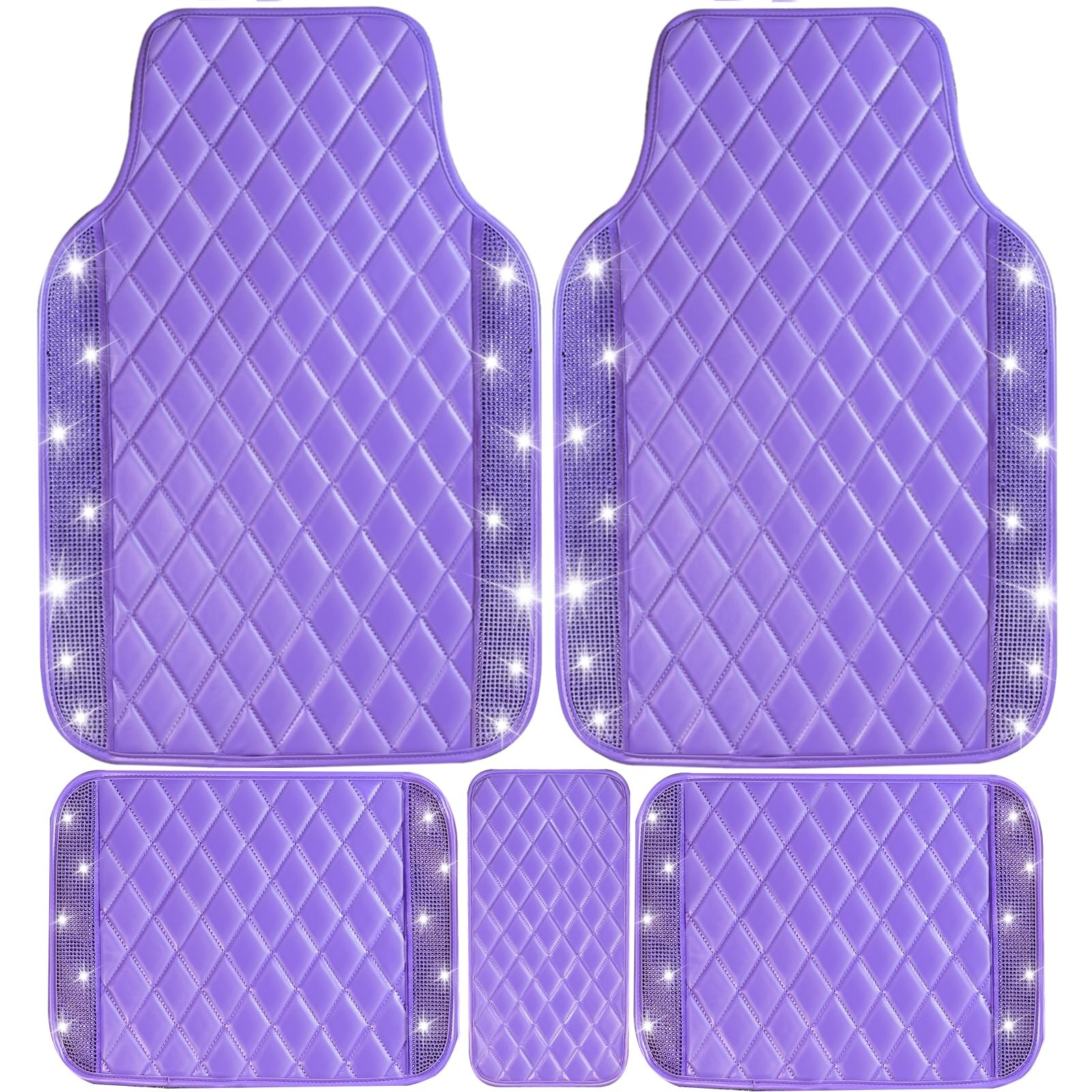 Nbtepem Bling Leather Car Floor Mats Full Set Sparkly Diamond Car Mats