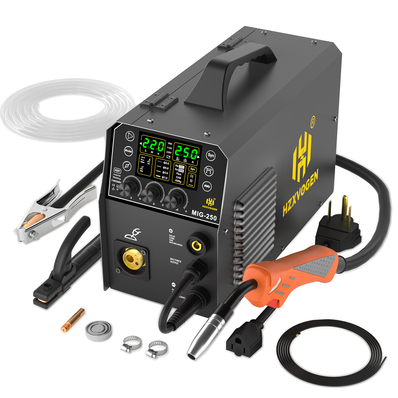 6in1 Gasless MIG Welder Spot/Lift TIG/Stick/Gas MIG 250A 110V/220V for Aluminum