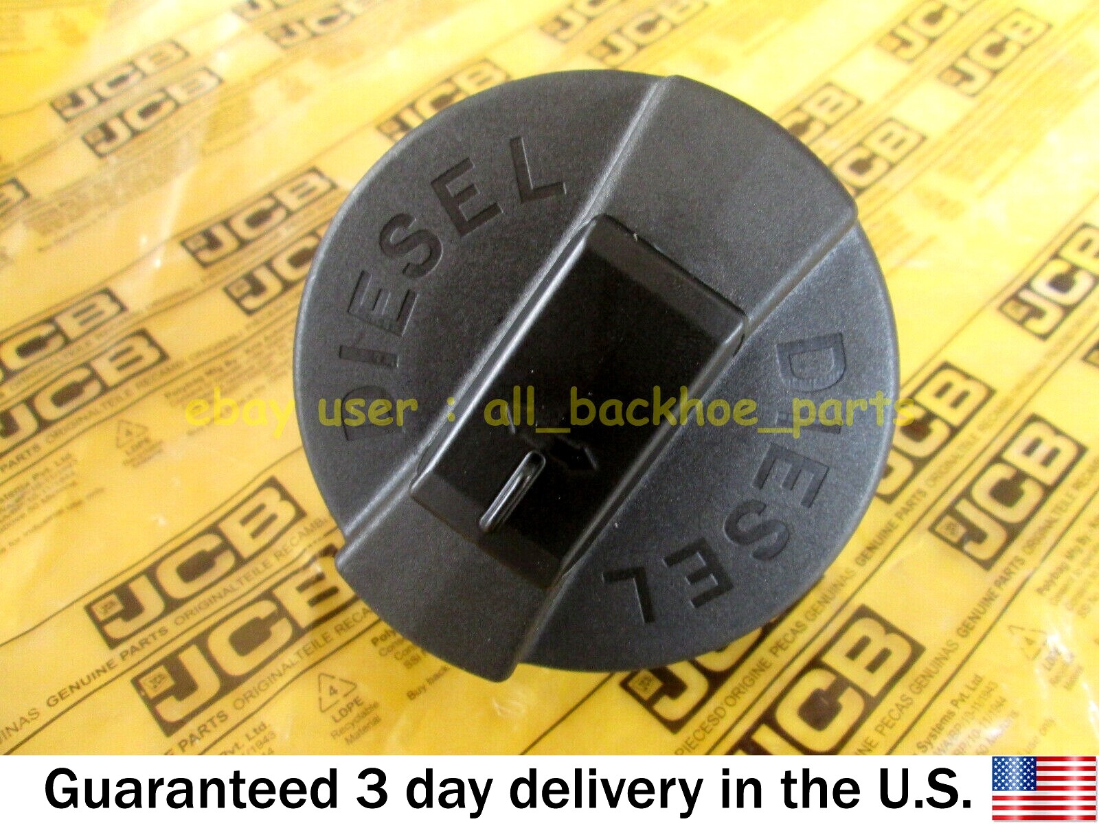 JCB BACKHOE- GENUINE JCB DIESEL FILLER CAP W. 2 KEYS (PART# 332/F4780 331/11403)