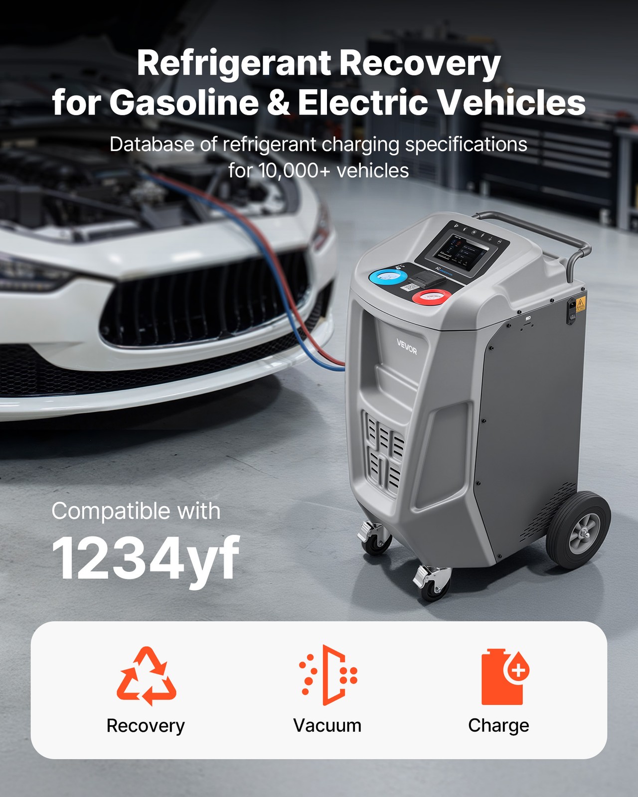 VEVOR Fully Automatic Refrigerant Recovery Machine 1234yf A/C Vacuum Recharging