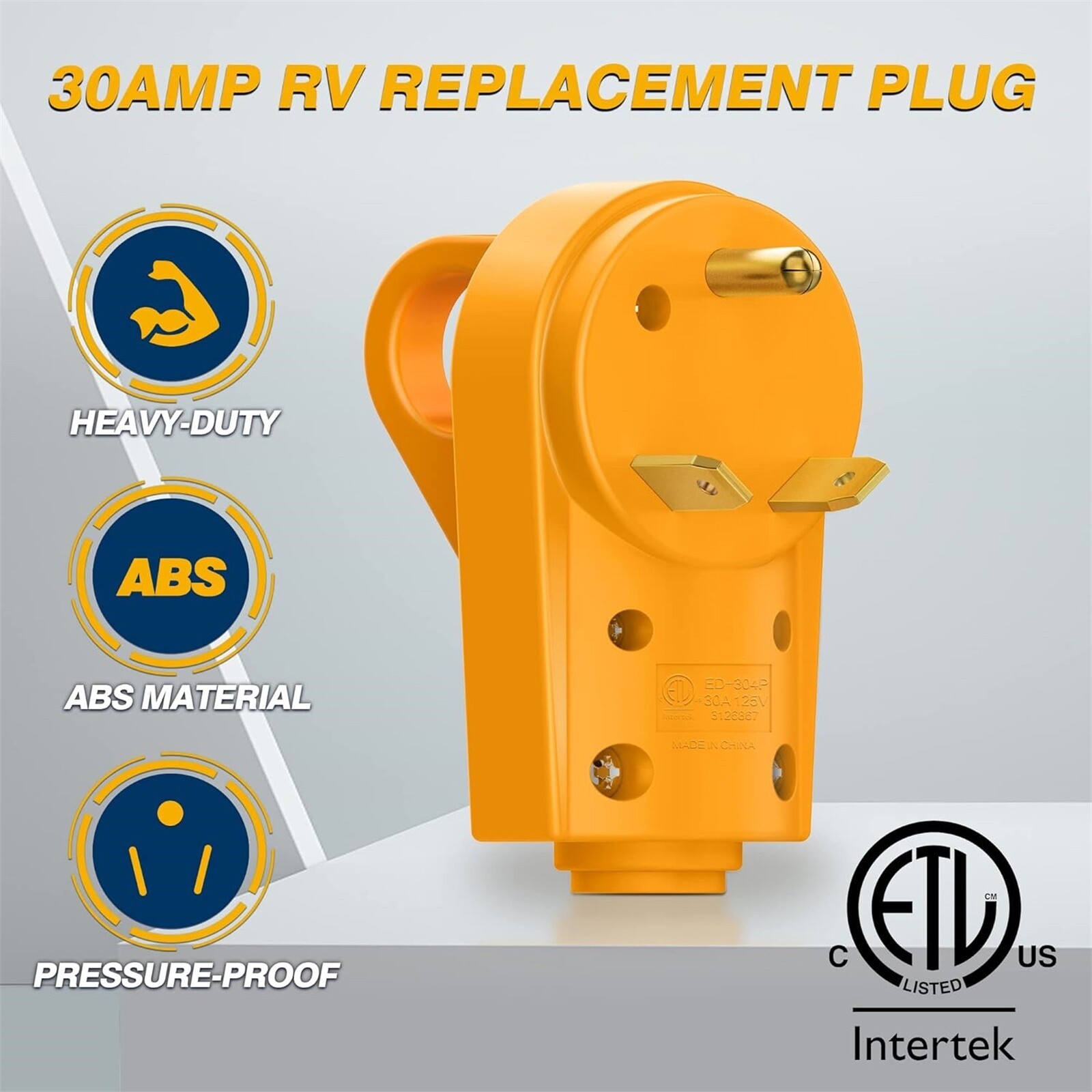 30A 125V Receptacle RV Plug Male Power Cord End Replacement Electrical RV Camper