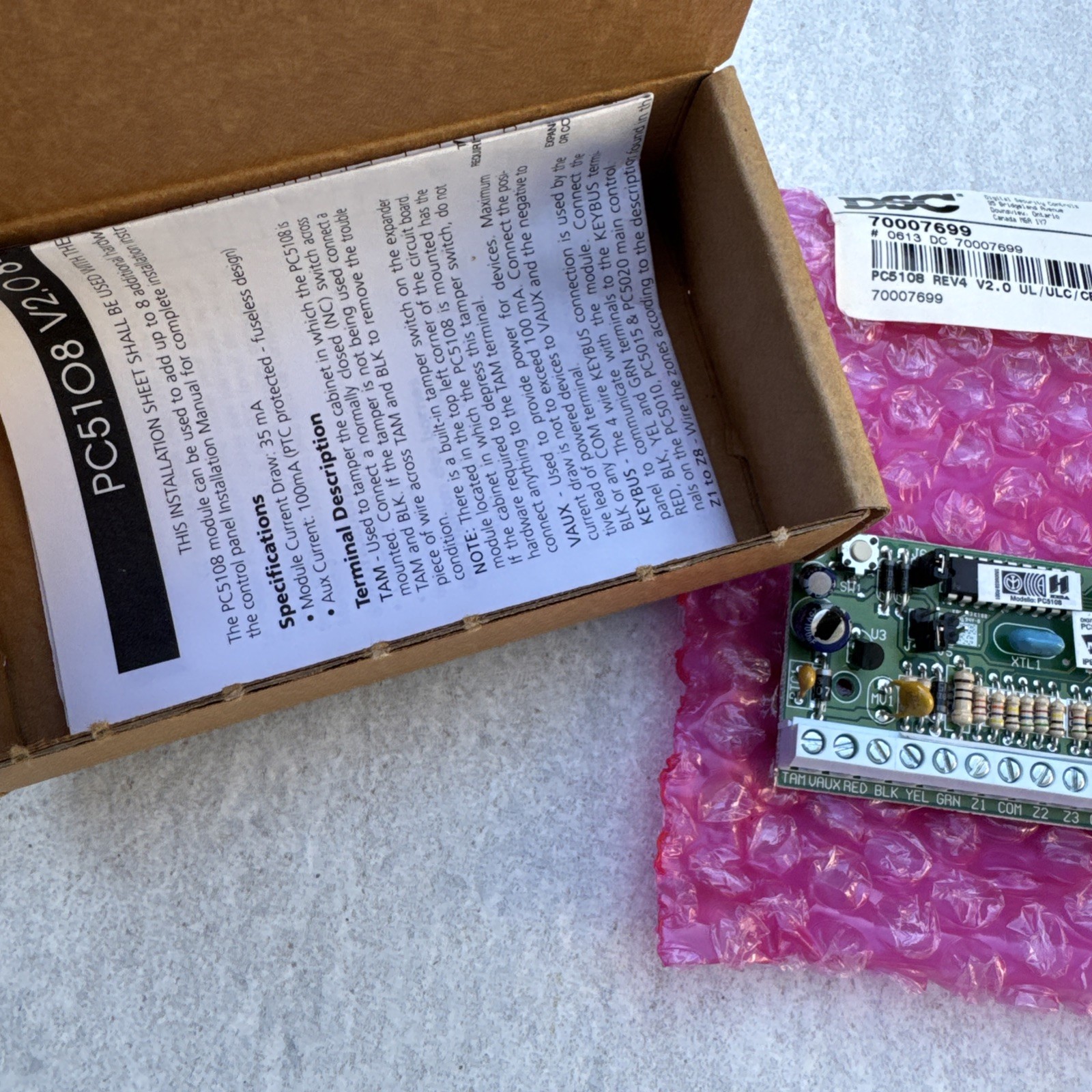 DSC PC5108 PowerSeries 8-Hardwire Zone Expander Module OPEN BOX ~ FREE SHIPPING