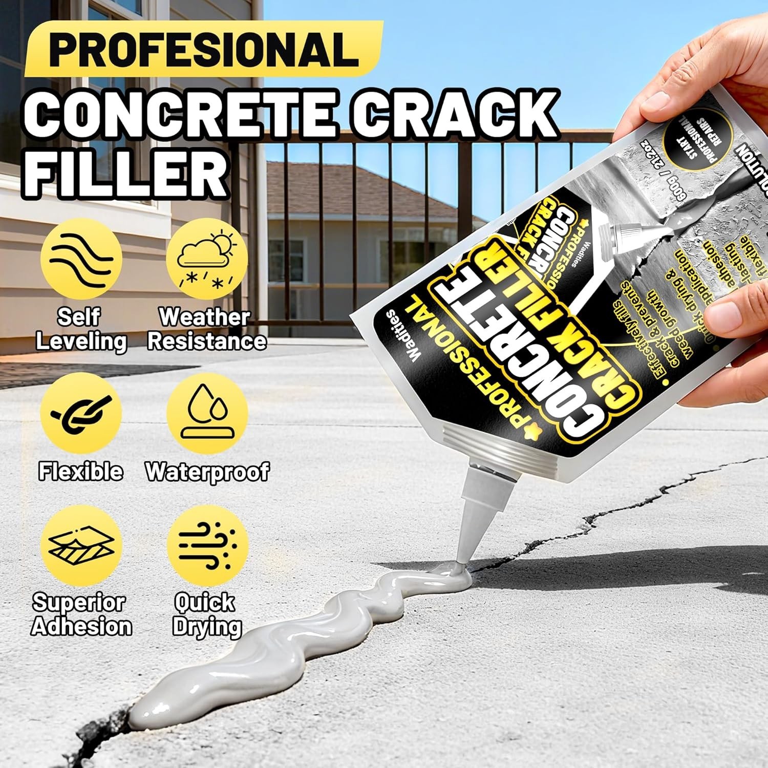 Fast-Drying 8LB Concrete Repair Sealant – Waterproof & High Elasticity Formula