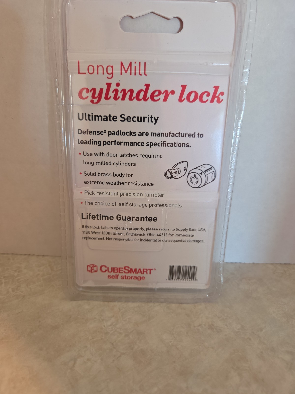 Cube Smart Long Mill Cylinder Lock For Self Storage CS-2401 Comes With 3 Keys