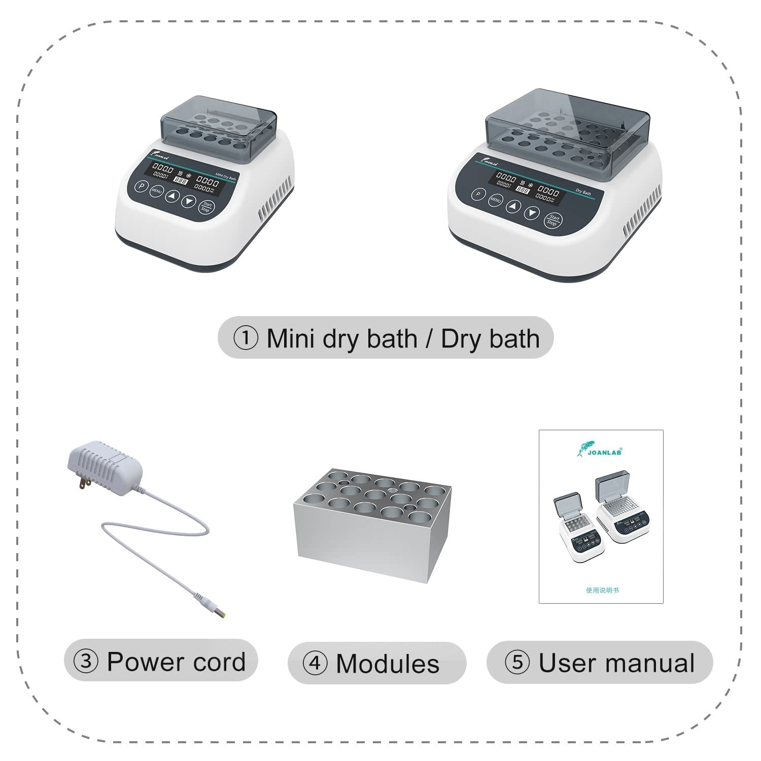 JOANLAB Mini Dry Bath Incubator Heating & Cooling Digital 1.5ml×15 Block