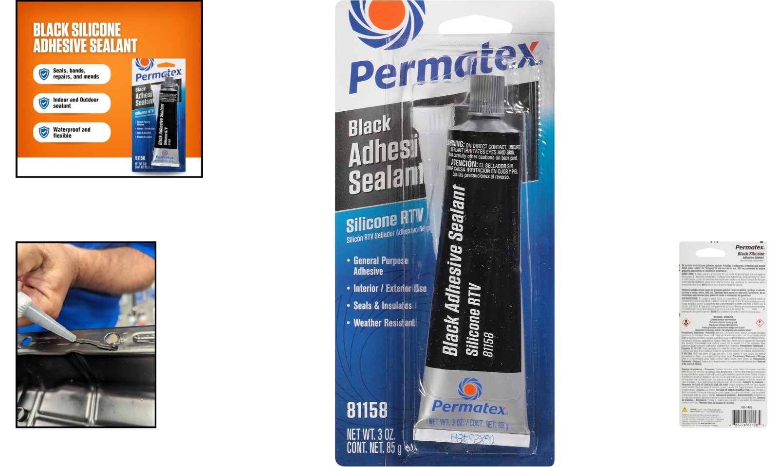 Indoor/Outdoor Black RTV Silicone Sealant – 3 oz for Multipurpose Applications