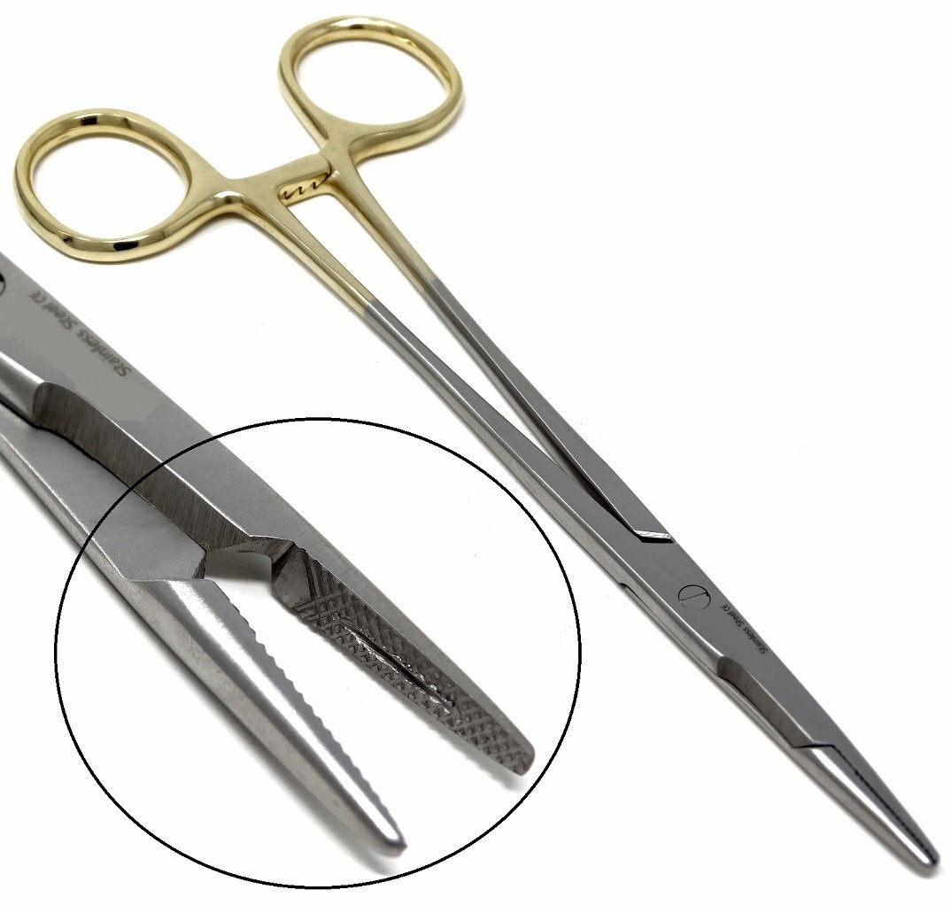Gold Handle Olsen Hegar Needle Holder 6.5″, Premium