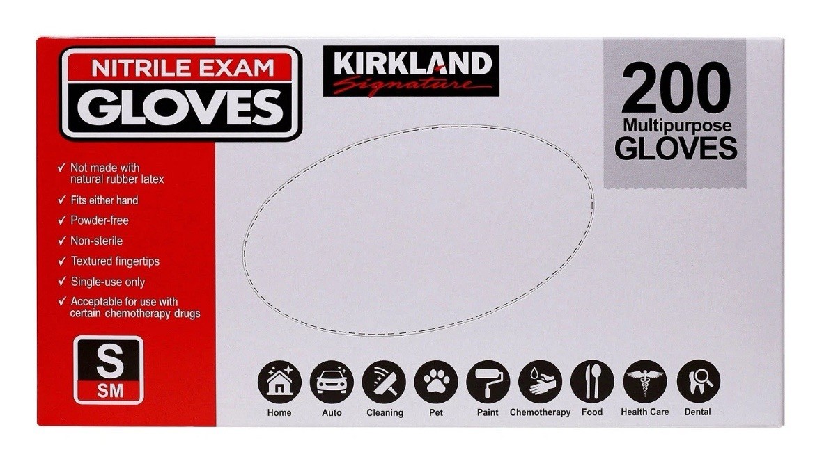 Kirkland Signature Latex-Free Nitrile Exam Gloves, Size S – 400 Count