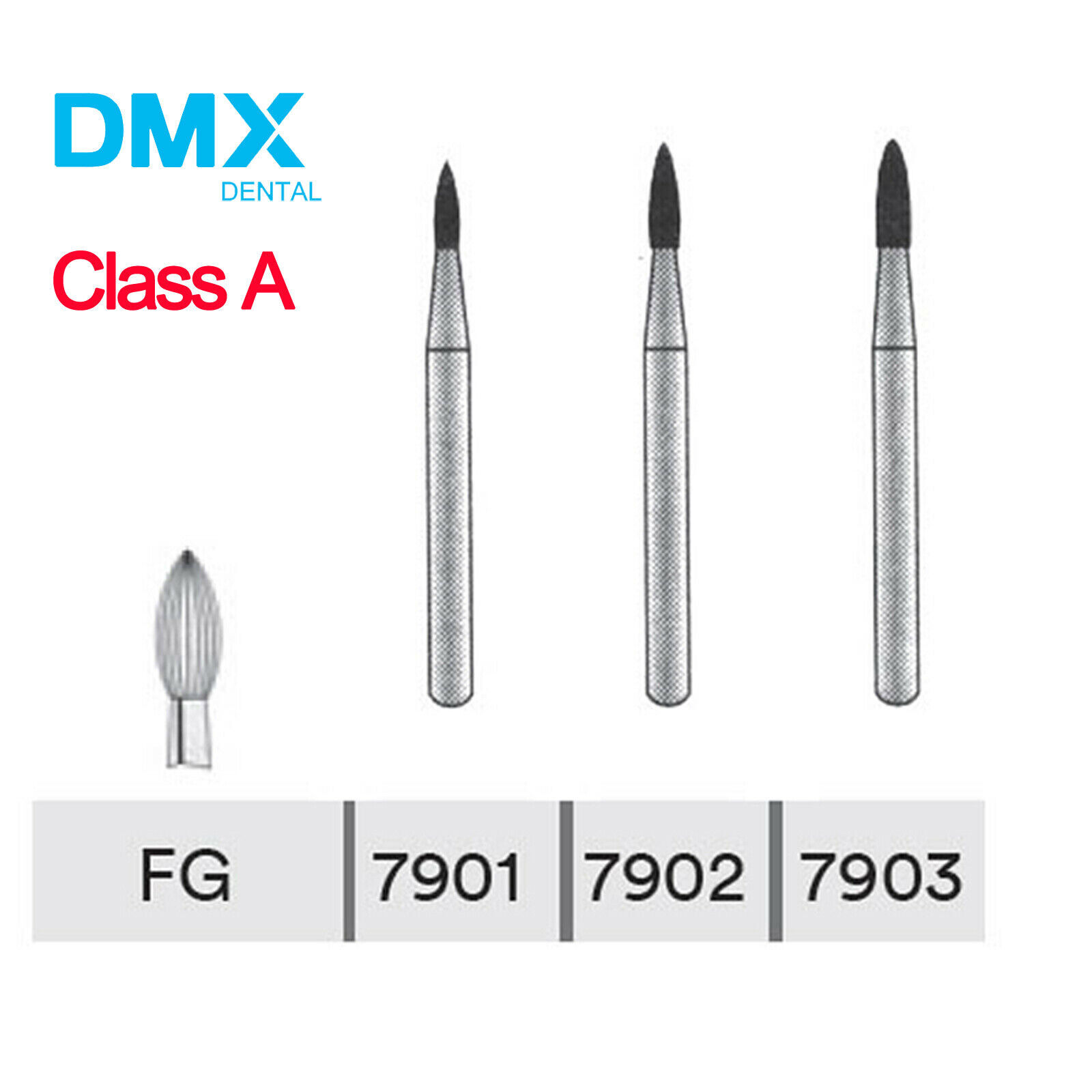 10Pc Dental Trimming & Finishing Drill Tungsten Carbide Flame Bur 7901 7902 7903