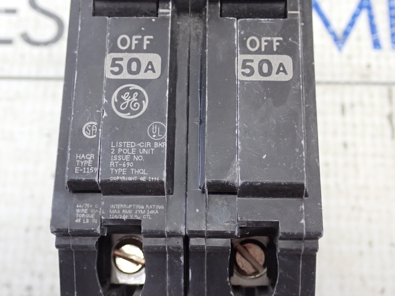 New GE THQL2150 2 Pole 50 Amp 120/240 Volt 10kA Plug On Circuit Breaker Qty 5