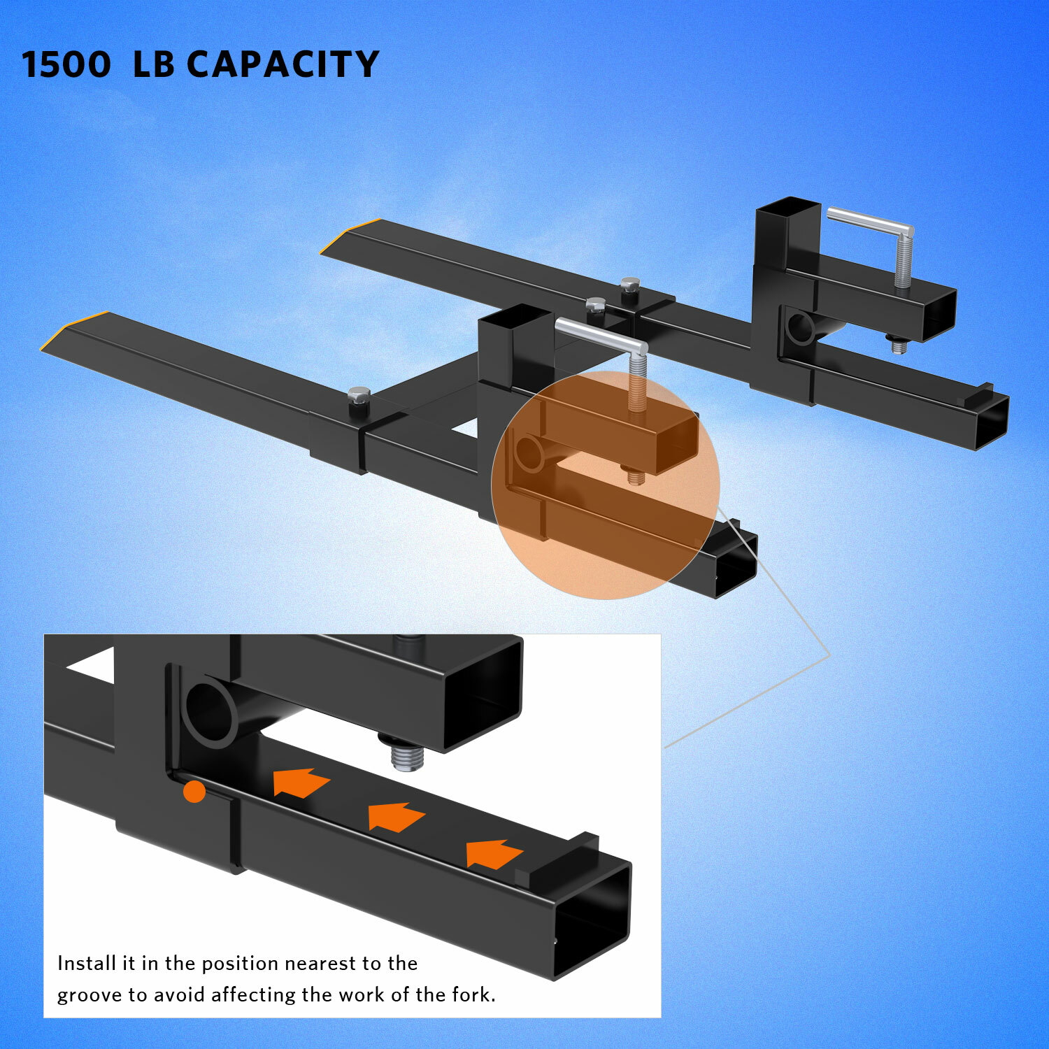 4000lbs 43″ Tractor Pallet Forks Skid Steer Loader Bucket Clamp Forks 1500lb 30″