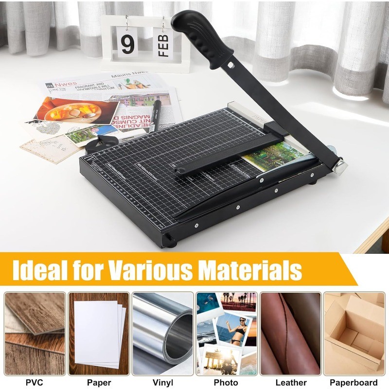 Heavy Metal Base Duty A4 Guillotine Paper Cutter-12-Sheet Capacity Guillotiner