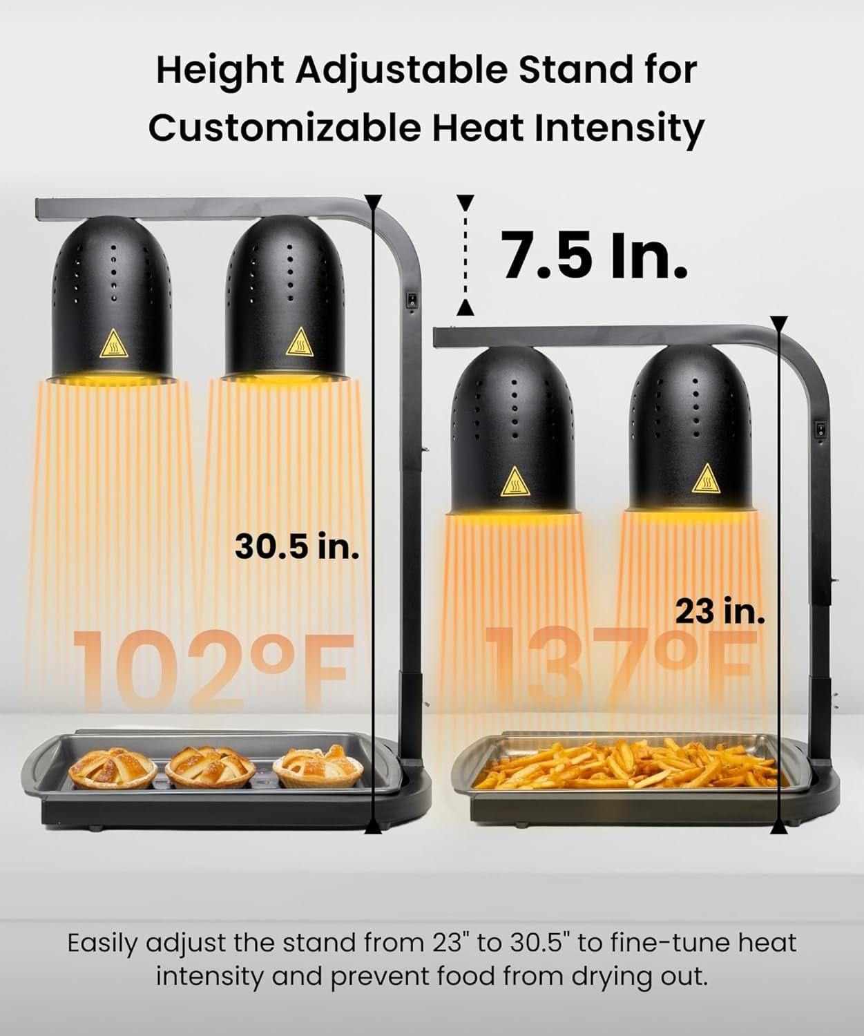 DL2112 Commercial Grade Food Heat Lamp, Portable Electric Food Warmer, 2-Bulb…