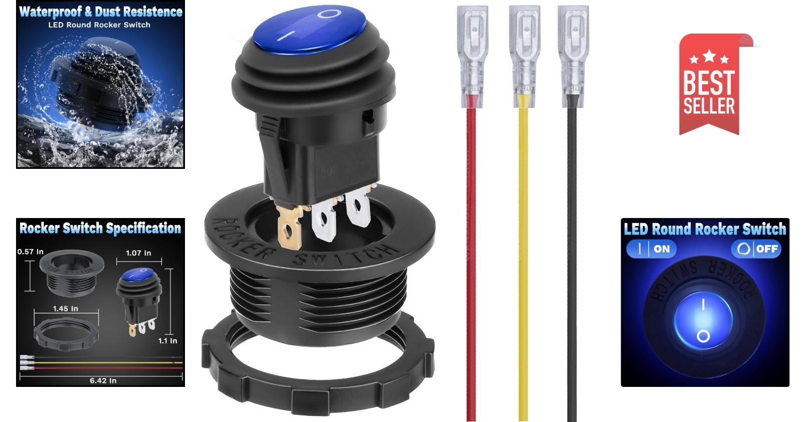 Lighted 12V Waterproof On/Off Toggle Switch for Automotive & Marine Applications