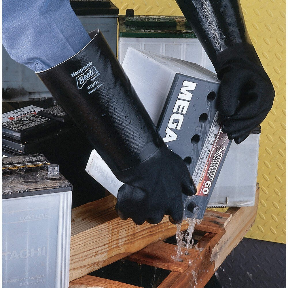Showa 6797R 10 Men’s Large Elbow Length Coated Neoprene Glove Rough Grip 1 Dz