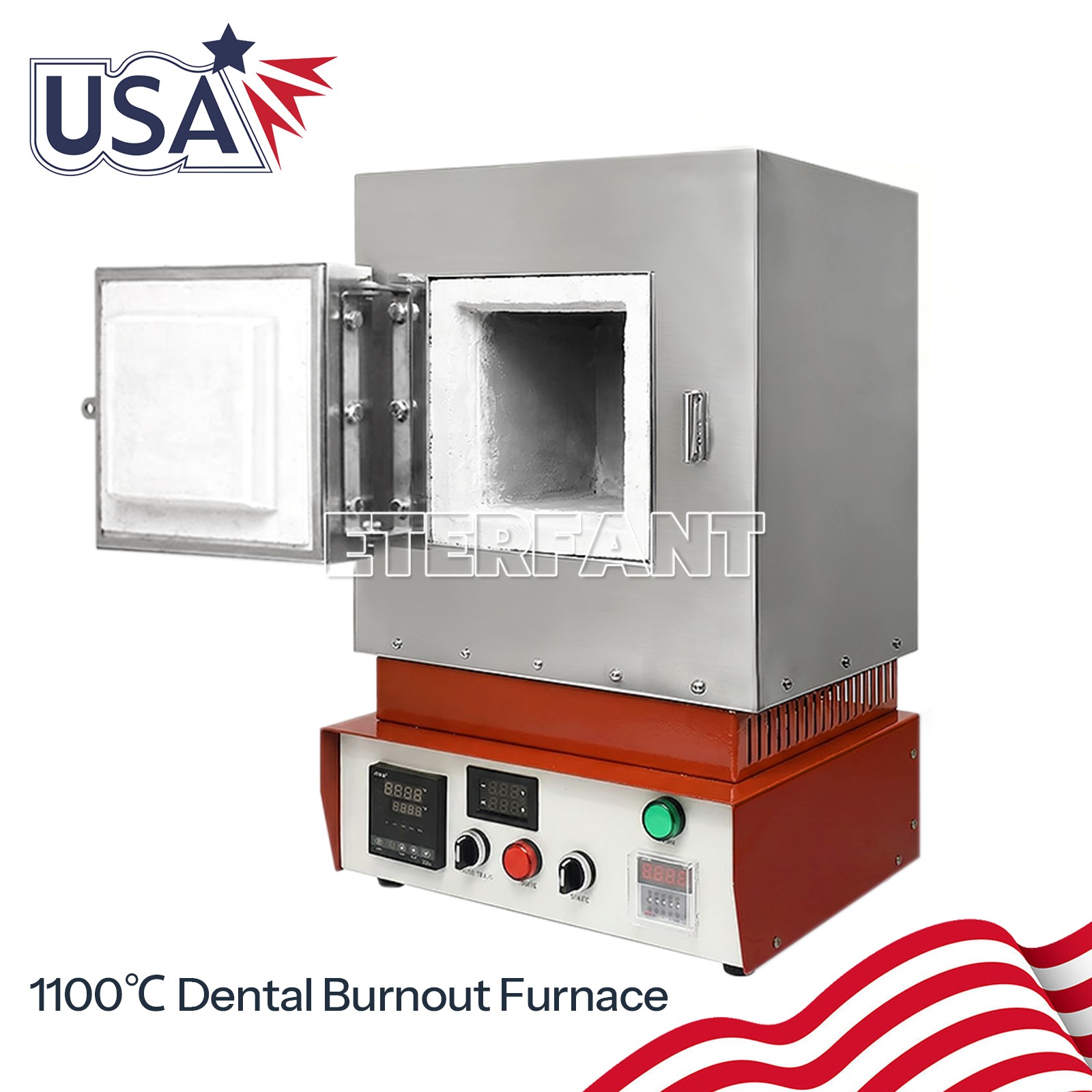 2000W/3000W Dental Lab Burnout Oven 1100℃ High Temperature Fiber Ceramic Furnace