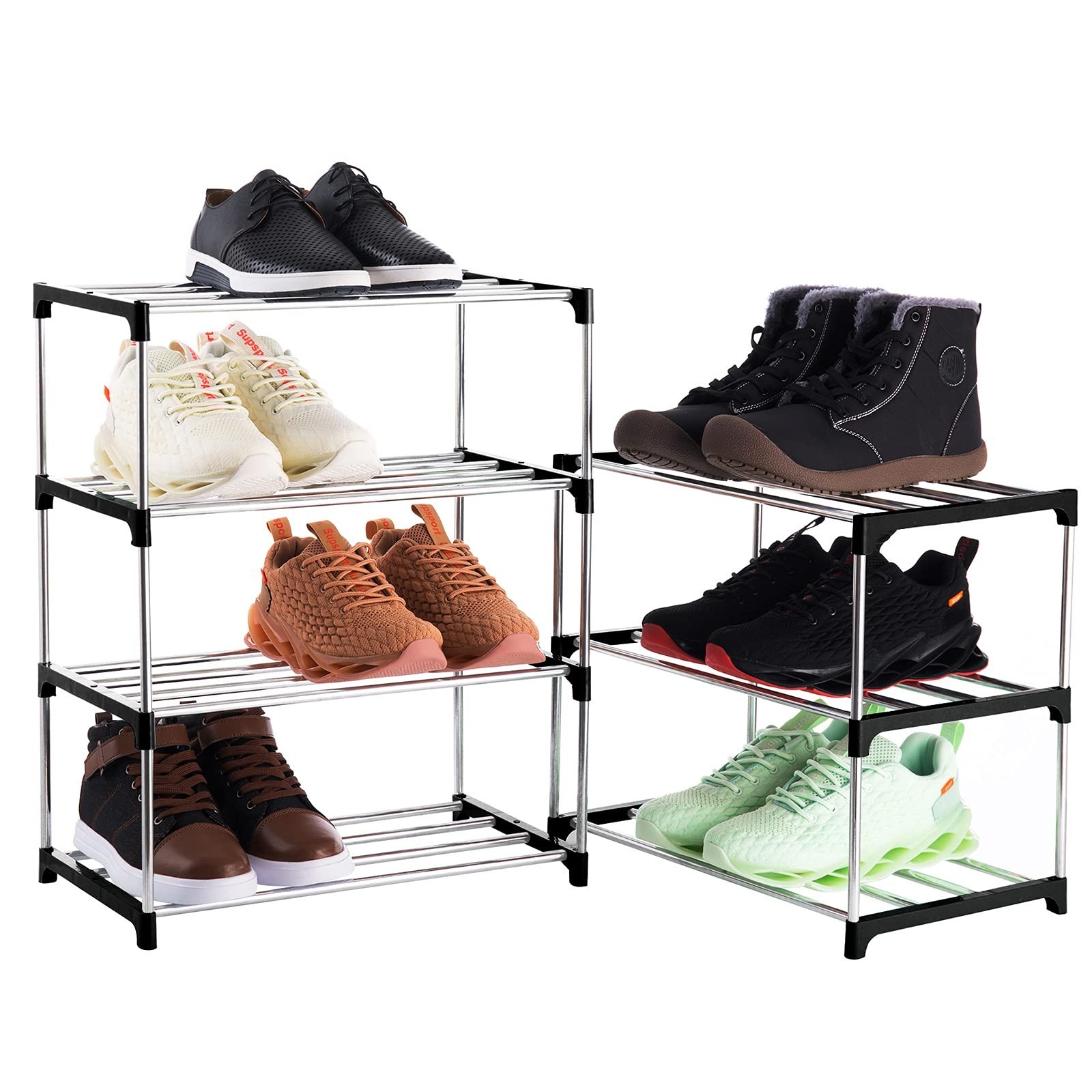 Xerhnan 3-Tier Stackable Small Shoe Rack, Lightweight Shoe Shelf Storage Orga…