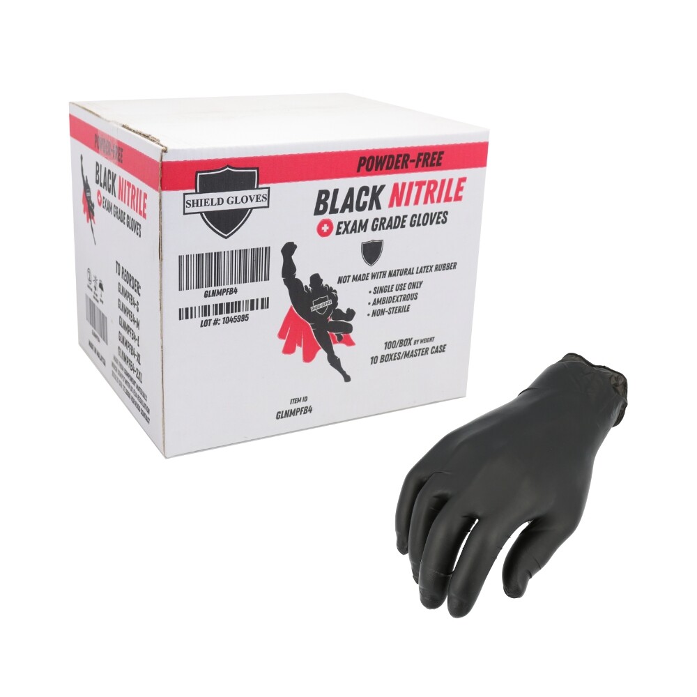 Large Black Nitrile Exam Gloves, Powder-Free and Latex Free, 4 Mil [1000 Pack]